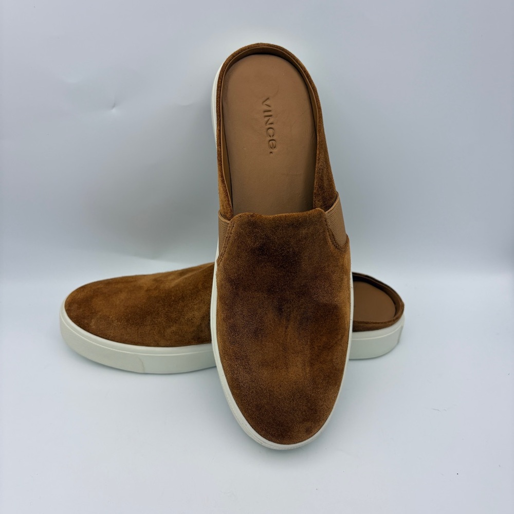 Vince Blair Suede Mule Slip-On Sneakers in Camel size 7